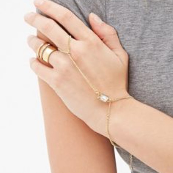 H&M aqua stone ring chain