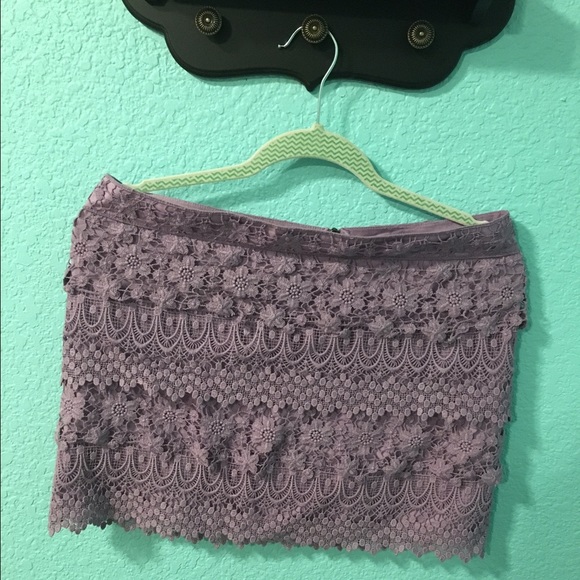 Pastel purple, lace, pencil skirt