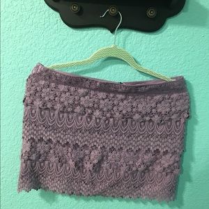 Pastel purple, lace, pencil skirt