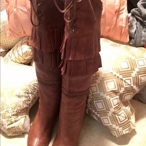 Knee high genuine leather boots