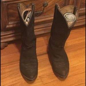 Diamond J Cowboy boots; Suede Leather; Black; 10M