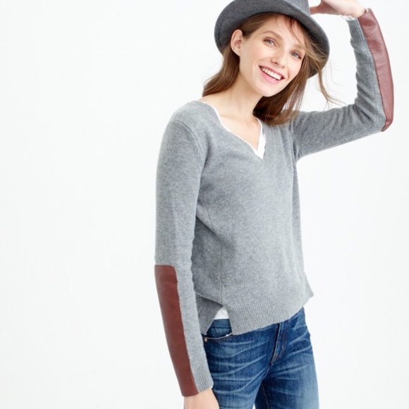 J. Crew Sweaters - J.CREW V-neck sweater with leather panels