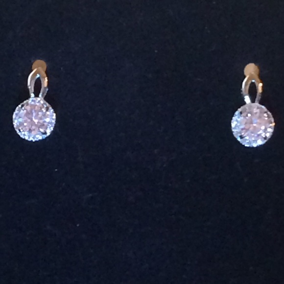 HOLIDAY SALE! White Gold Plated Stud Earrings! - Picture 2 of 2