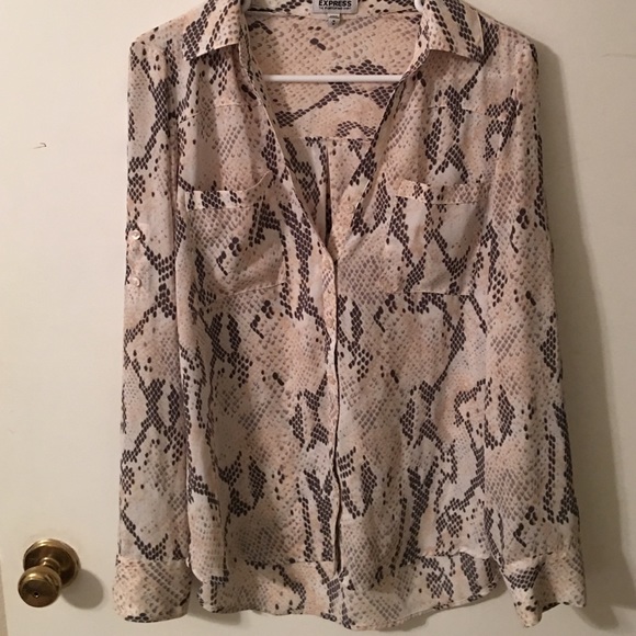 Pink gray and white snake skin blouse