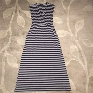 American City Wear Navy & Grey Striped Dress