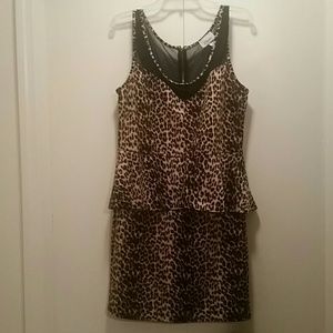 Cheetah Print Peplum Dress Plus Size 1x