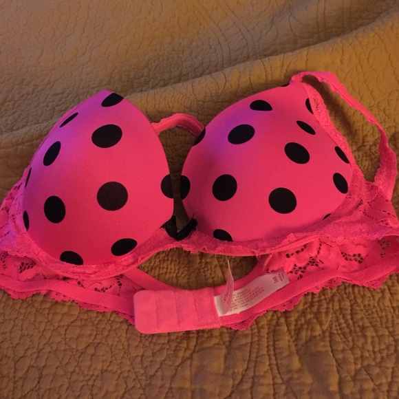 Pink bra with black dots size 34B Excellent shape