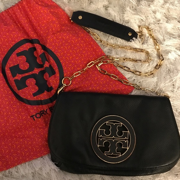 Tory Burch Amanda Logo Clutch with Chain Strap