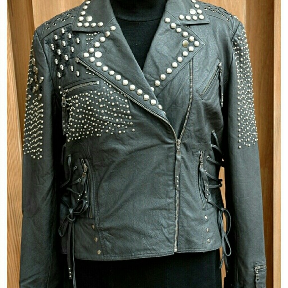 Double D black leather biker jacket