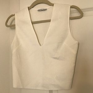 White v-neck crop top