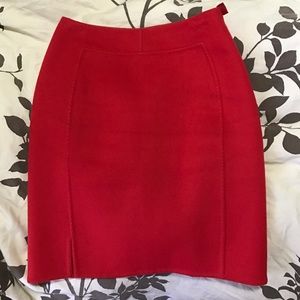 Chado by Ralph Rucci red wool pencil skirt