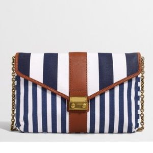 J Crew Factory Striped Canvas Clutch NWT