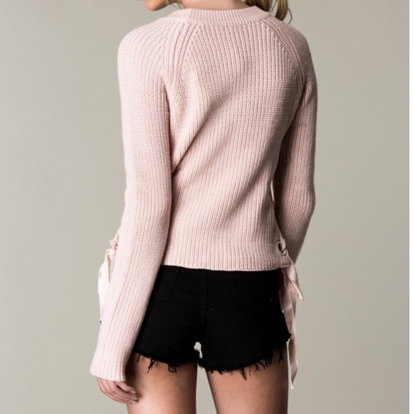 Pink Side Lace Up Sweater - Picture 6 of 7