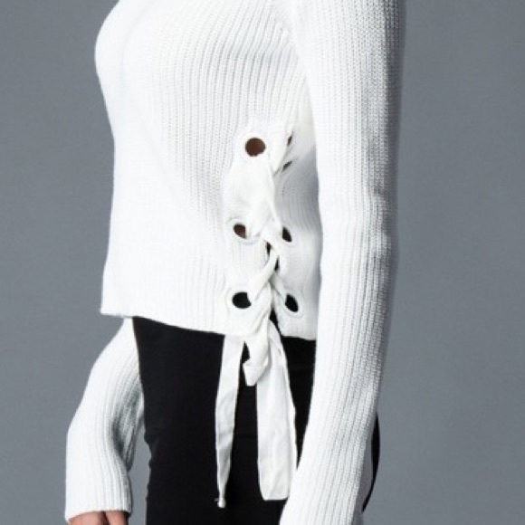 Pink Side Lace Up Sweater - Picture 7 of 7