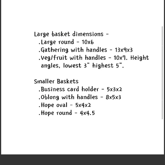 Additional info on baskets