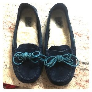 UGG Australia Navy Blue Meena moccasin flats