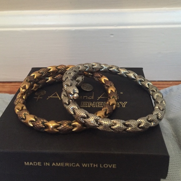 Gold and Silver Alex and Ani Wrap Bracelets - Picture 2 of 4