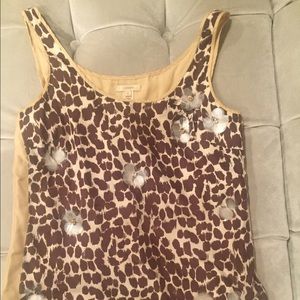 JCrew Silk Beaded Leopard Top