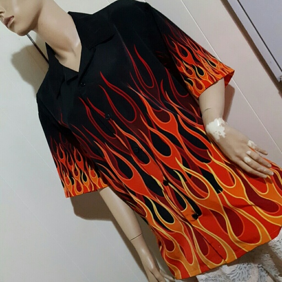 Dragonfly Flame Print Rockabilly Men's Shirt