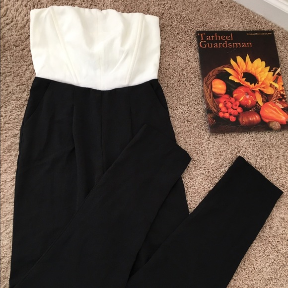 Black and White Divine Strapless Jumpsuit