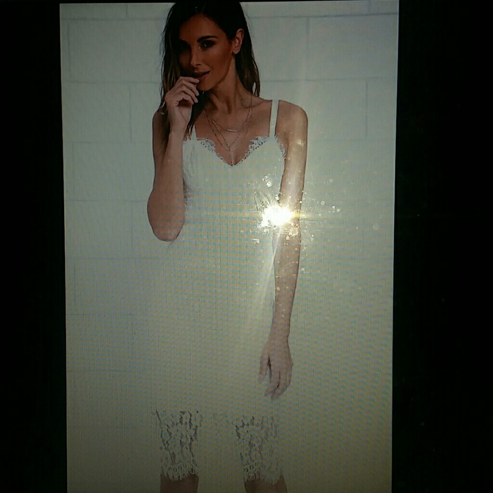 Lulus ivory lace midi fitted dress wedding small