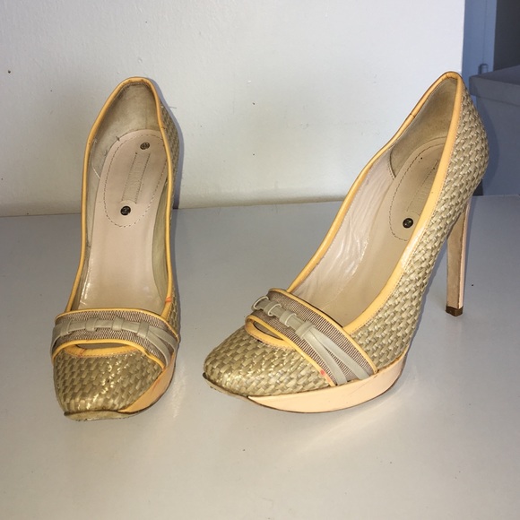 CELINE woven neutral platform pumps