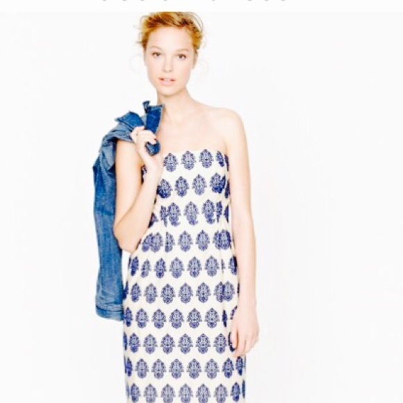 Beautiful J. Crew Embroidered Strapless Dress