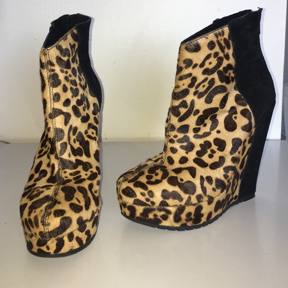 Kelsi Dagger leopard and black platform booties
