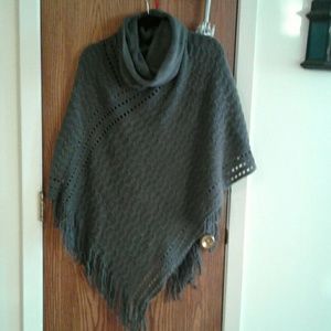Gray plus size poncho