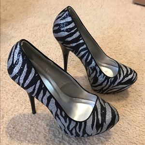 Black and silver heels