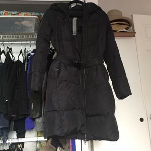 Add shawl down hood coat (black)