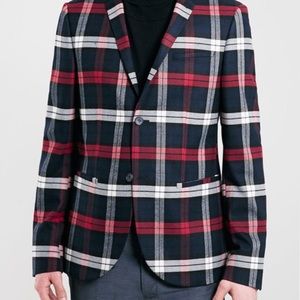 Topman Men’s Skinny Fit Tartan Check Blazer