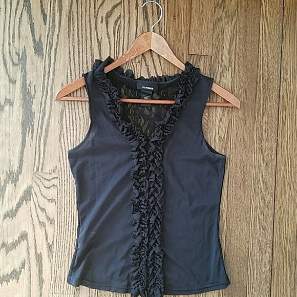 Express sheer top with ruffles
