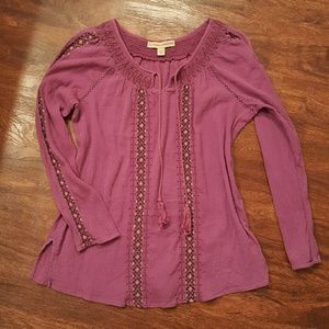 Nine West Vintage Plum LS Boho Top