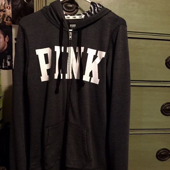 Dark grey PINK jacket with zebra hoodie - Picture 1 of 3
