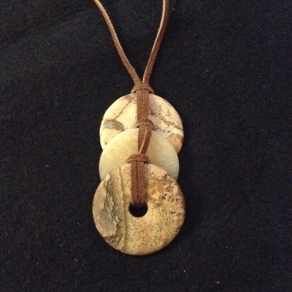 NWT 925 Leather Necklace w Jasper & Jade stones