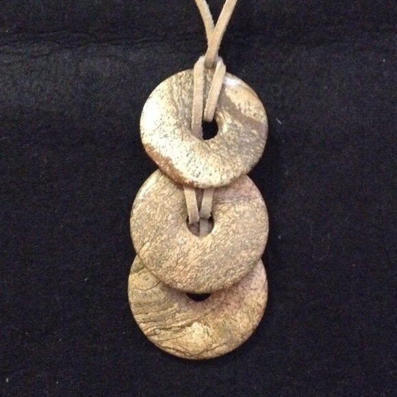 NWT 925 Leather necklace w Jasper Gemstones