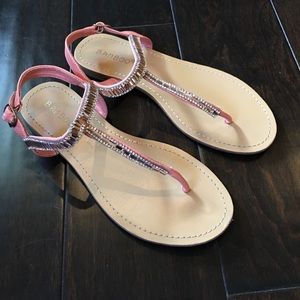 Coral  baguette rhinestones crystals sz 5.5