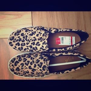 Leopard print slip on sneakers
