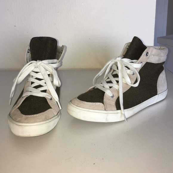 OLD NAVY olive & cream hi-top sneakers
