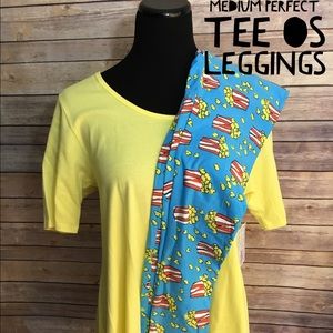 Lularoe medium perfect tee and One size leggings!