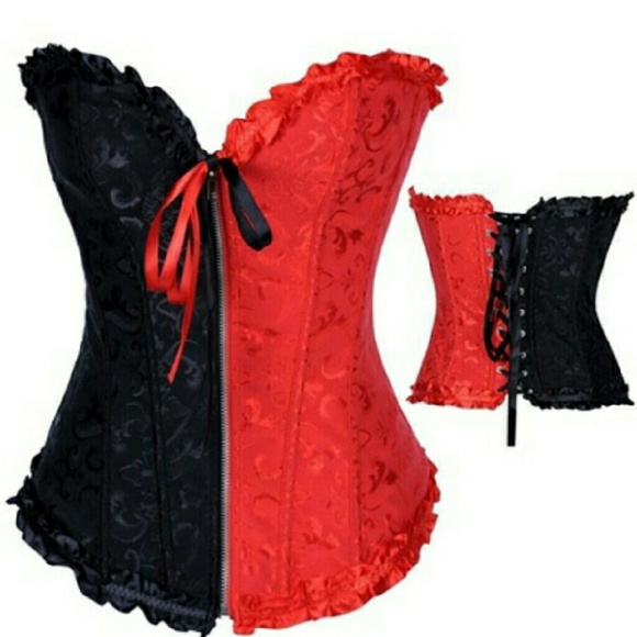 Red and black corset