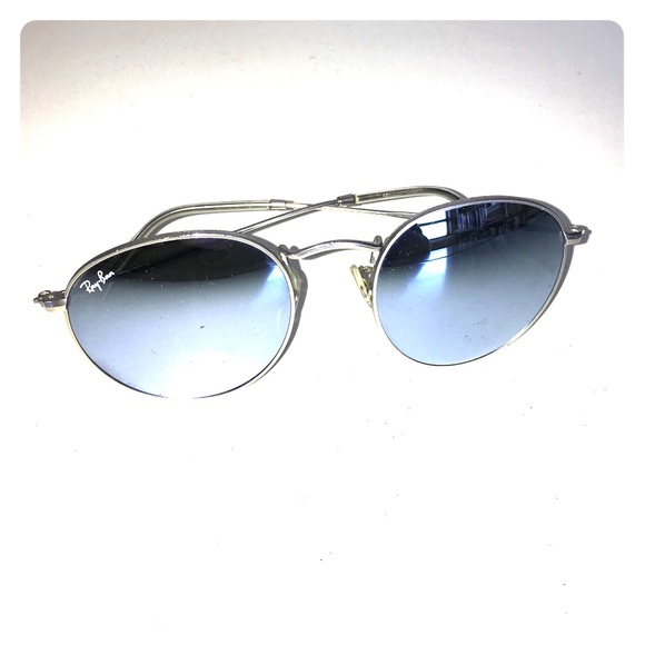 RAY-BAN sky blue round mirrored sunglasses