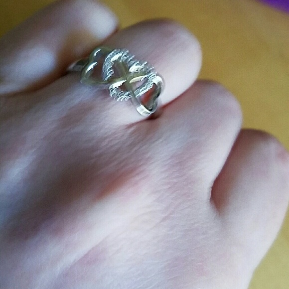 Sterling silver triple heart ring