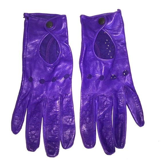 Primo Luxe purple leather moto gloves