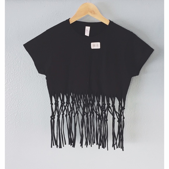 NWT // Braided Fringe Crop Top