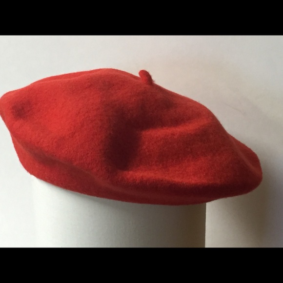 SET of THREE Berets in red, black, and brown
