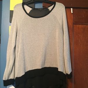 Sweater blouse with sheer back