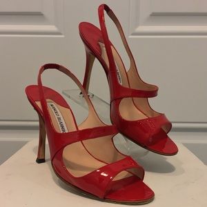 Manolo Blahnik Red Patent Leather Heels