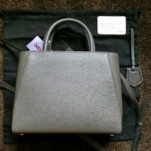 Fendi petite 2jours elitr leather shopper nwt grey